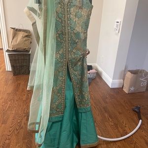 Lace with ornate embroidery sharara